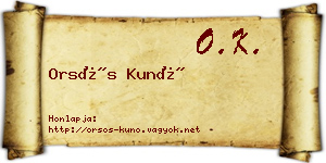 Orsós Kunó névjegykártya