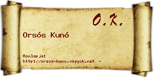 Orsós Kunó névjegykártya